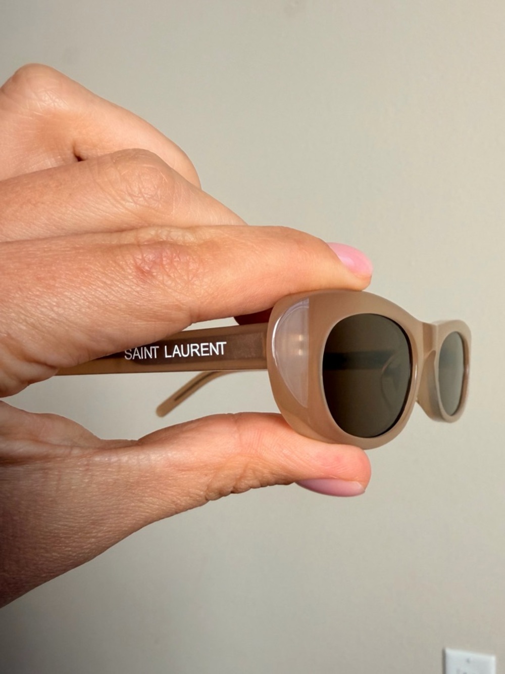 🤎Saint Laurent Nude Oval Sunglasses Chic Minimal Frame ✨ - Picture 3 of 10